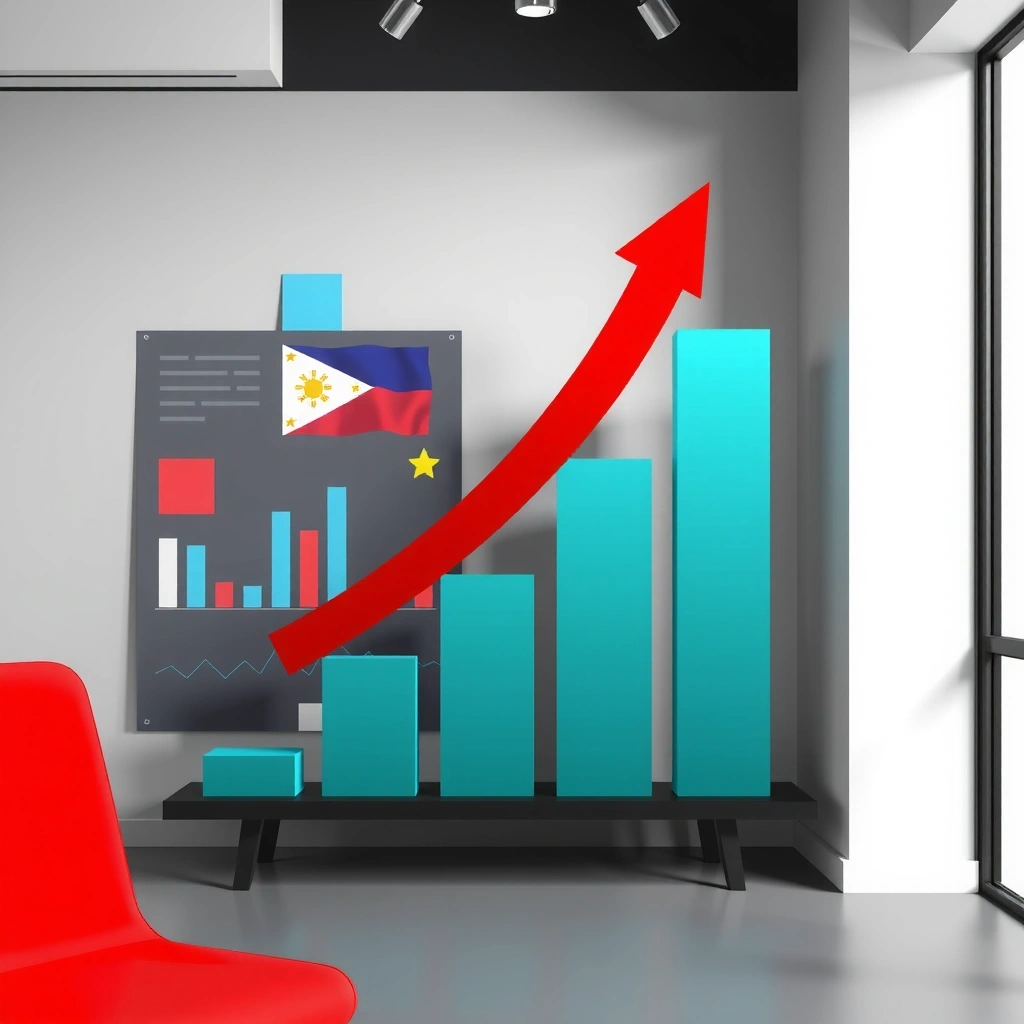 Business growth chart with Philippines flag elements